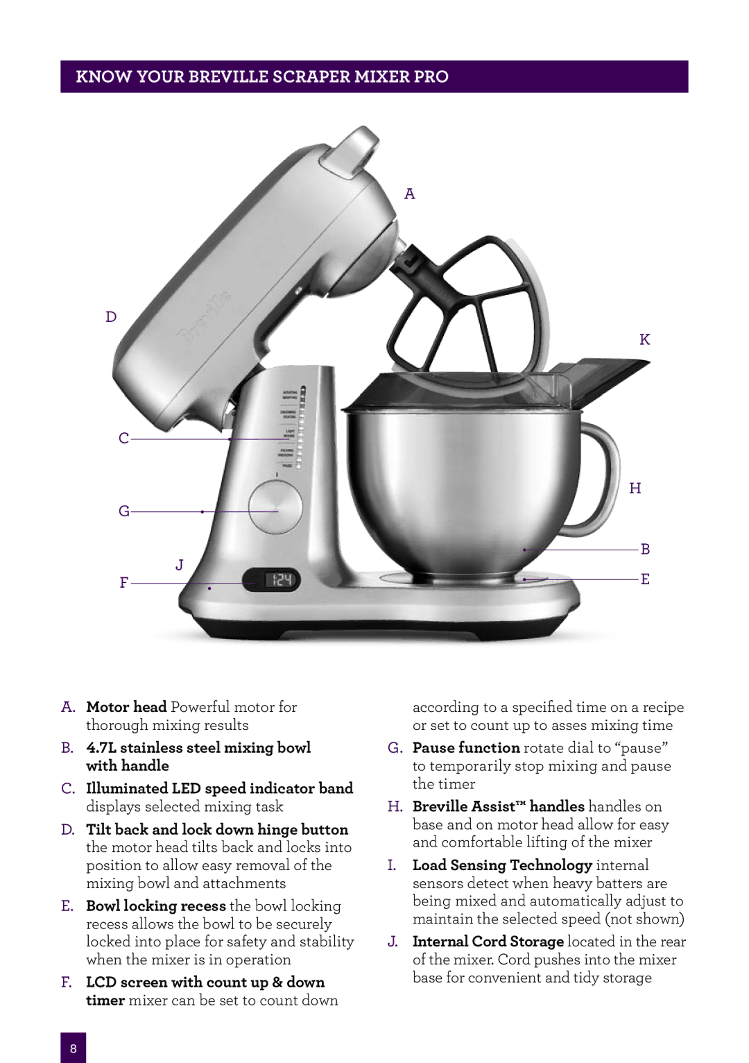 Breville BEM800 brochure Know Your Breville Scraper Mixer PRO 