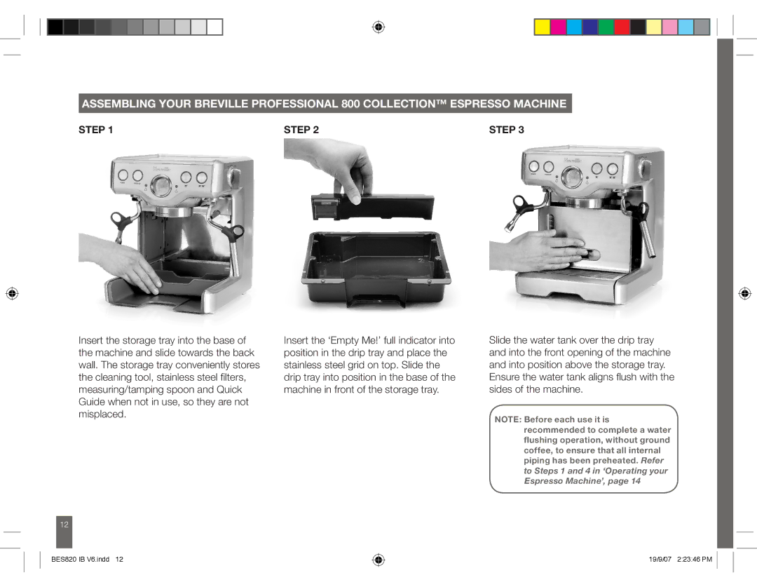 Breville BES820 manual New photo of machine showing water tank being removed 