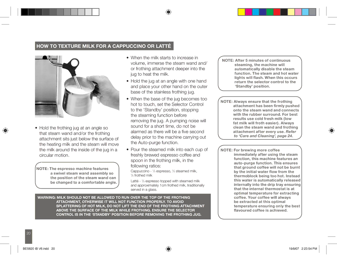 Breville manual BES820 IB V6.indd 19/9/0719/9/07 2235422354 Pmpm 