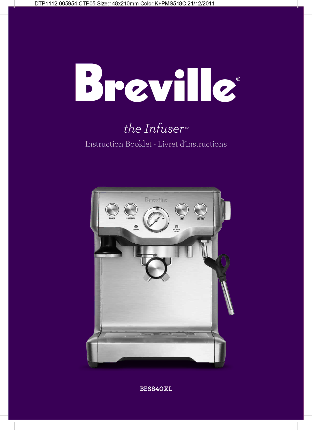 Breville BES840XL manual 