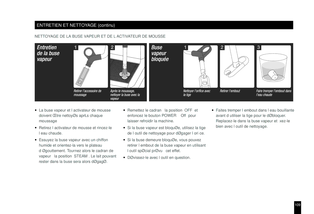 Breville BES860XL manual Nettoyage DE LA Buse Vapeur ET DE L’ACTIVATEUR DE Mousse 