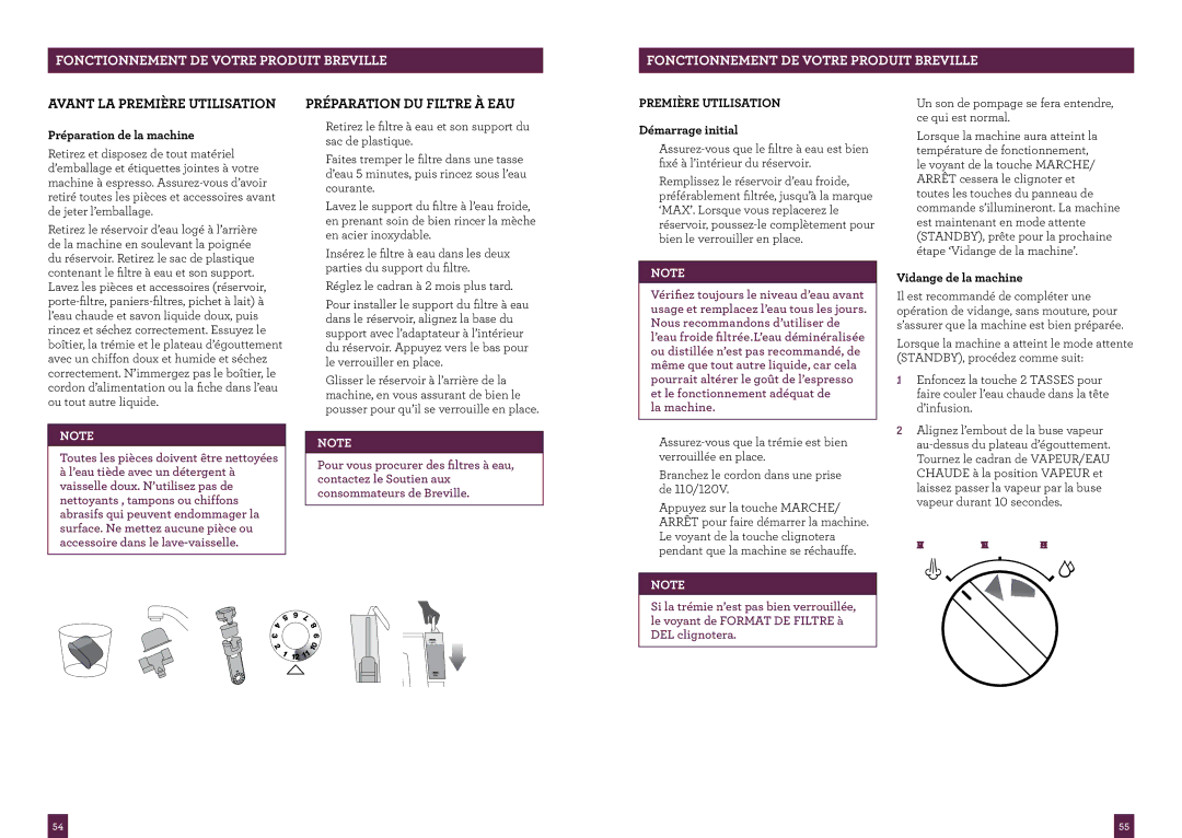 Breville BES870XL Fonctionnement DE Votre Produit Breville, Avant LA Première Utilisation, Préparation DU Filtre À EAU 