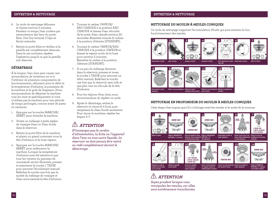 Breville BES870CBXL Nettoyage DU Moulin À Meules Coniques, Détartrage, Nettoyage EN Profondeur DU Moulin À Meules Coniques 