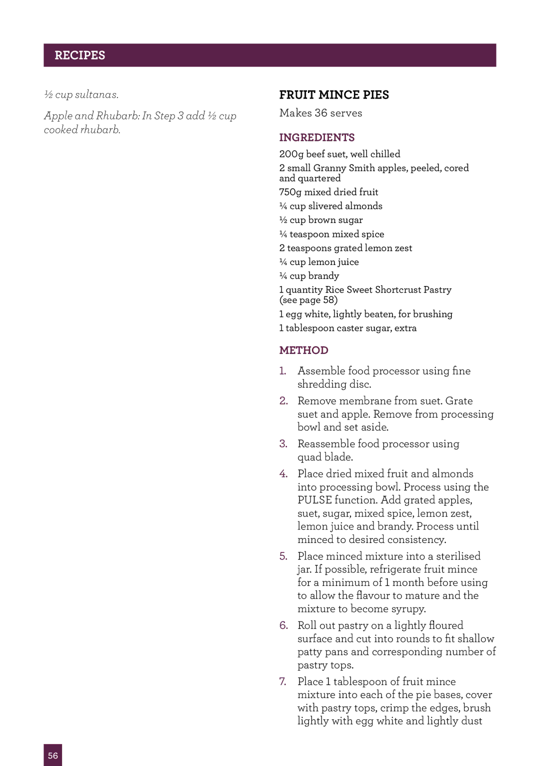 Breville BFP800 manual Fruit mince pies 