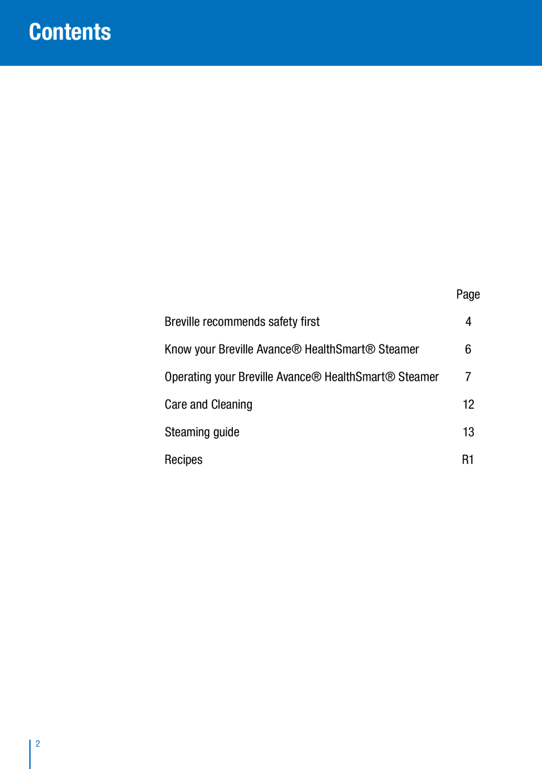 Breville BFS600 manual Contents 