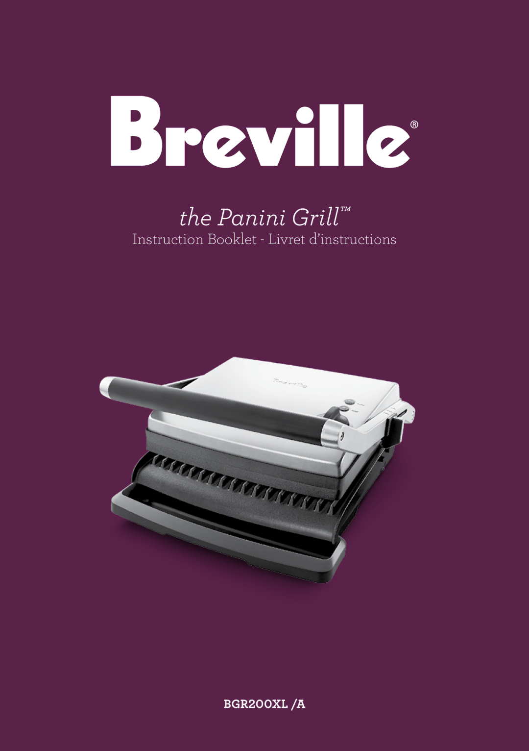 Breville BGR200XL /A manual Panini Grill 