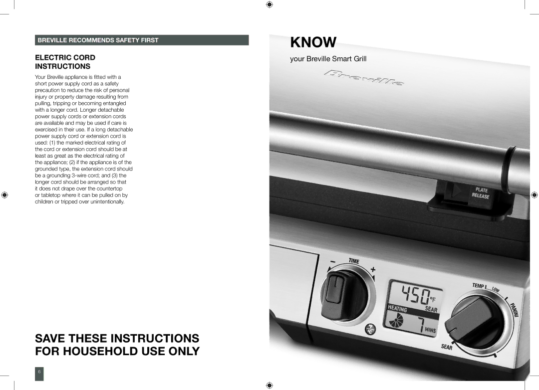 Breville BGR820XL manual Know, Instructions 