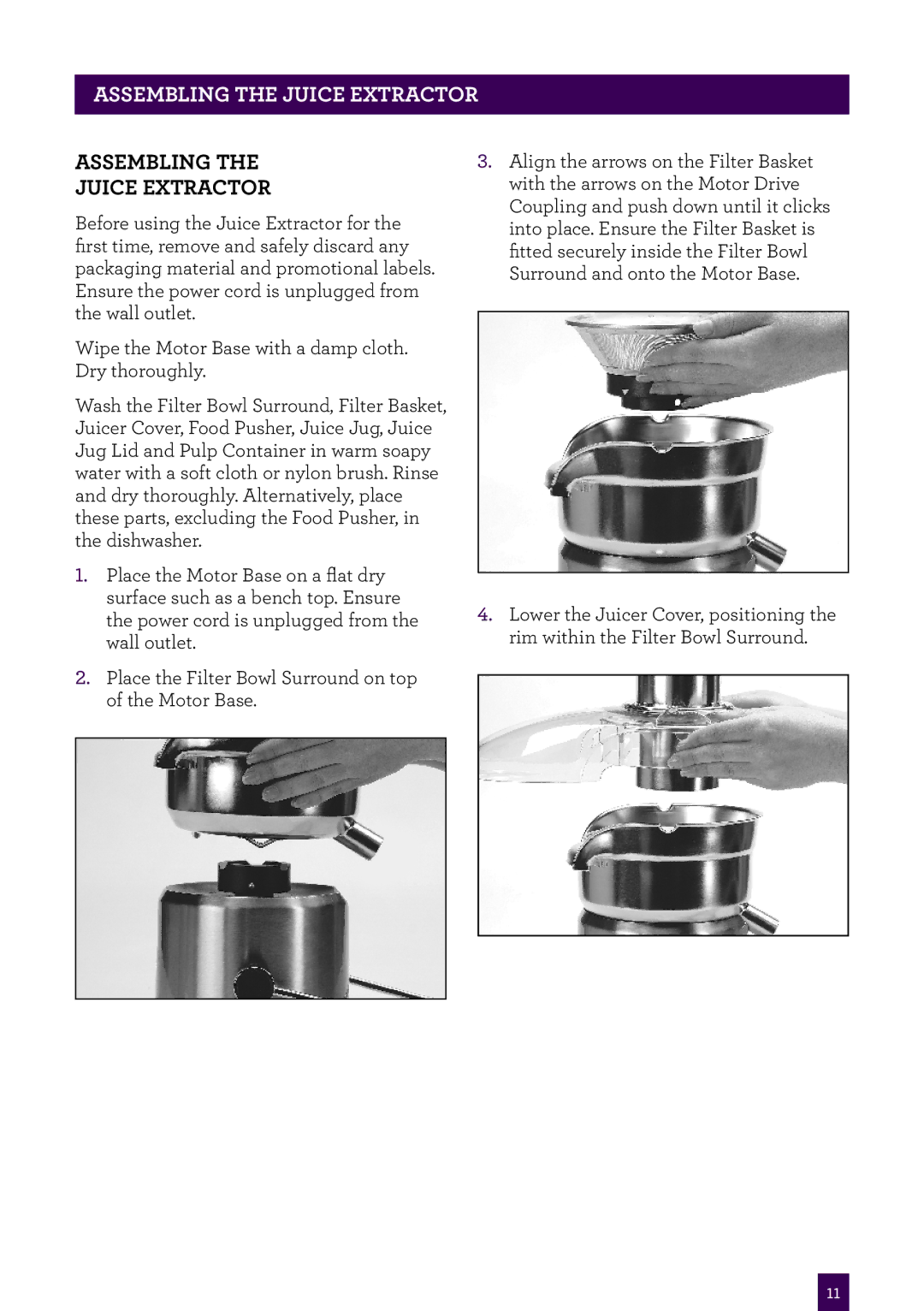 Breville BJB840 manual PAgeASSEMBLINGheaderTHE..... Juice Extractor 