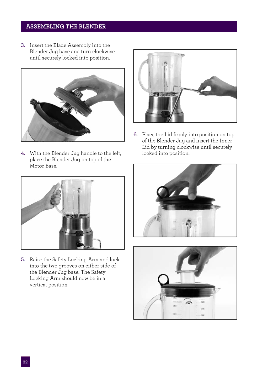 Breville BJB840 manual Assembling the Blender 