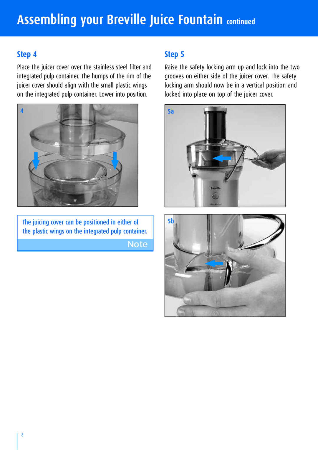 Breville BJE200C manual Assembling your Breville Juice Fountain 