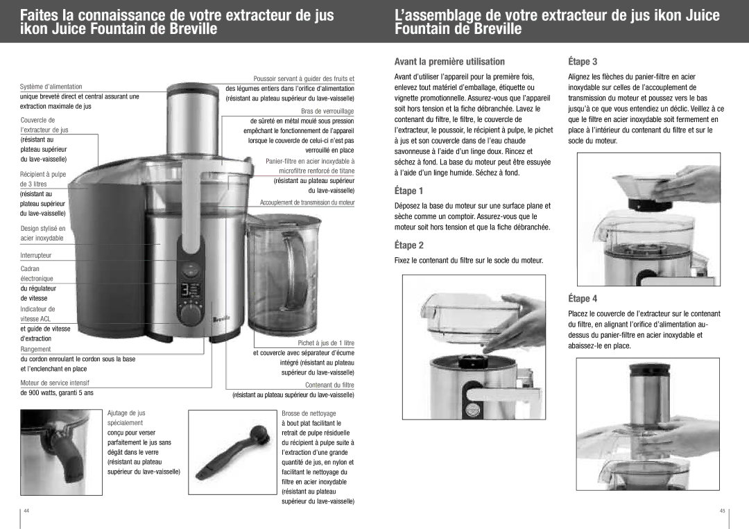 Breville BJE510XL manual Avant la première utilisation Étape, ’aide d’un linge humide. Séchez à fond 