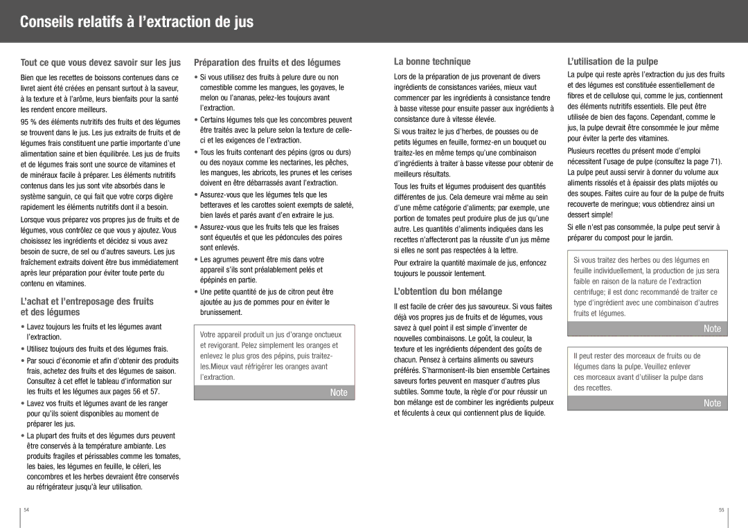 Breville BJE510XL manual Conseils relatifs à l’extraction de jus 