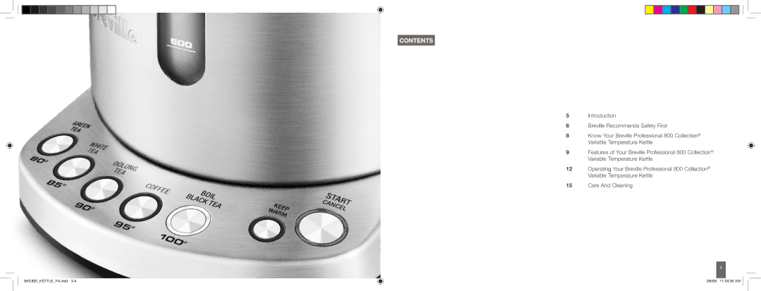 Breville BKE820 brochure Contents 