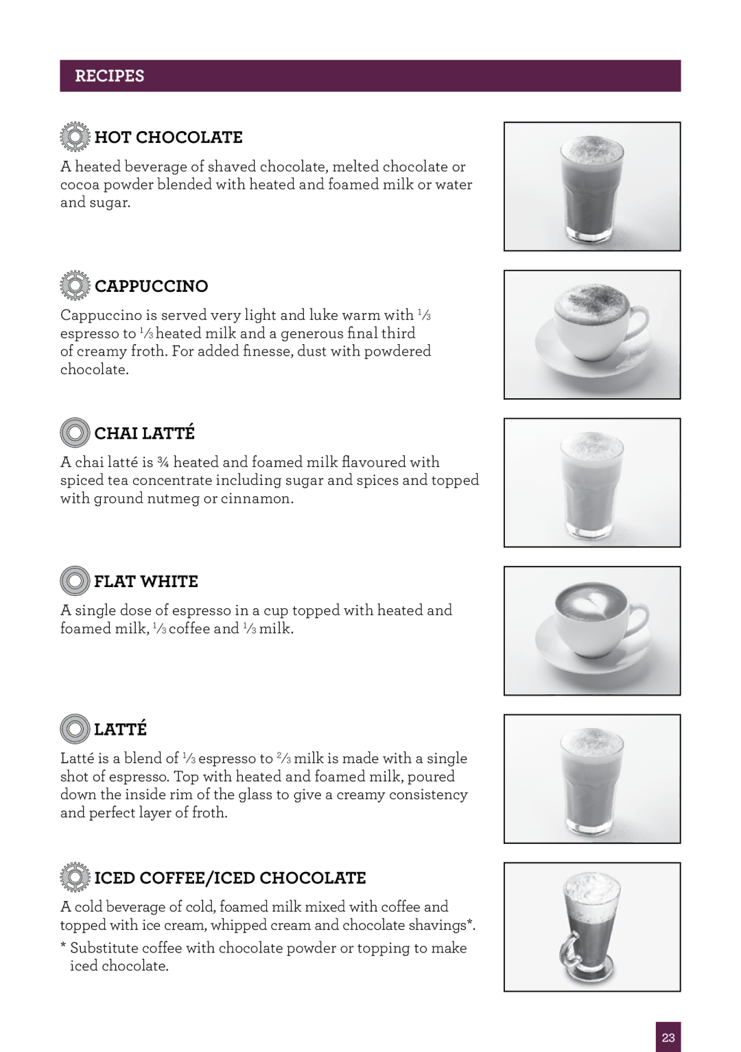 Breville BMF600 manual Recipes, Iced coffee/ICED Chocolate 