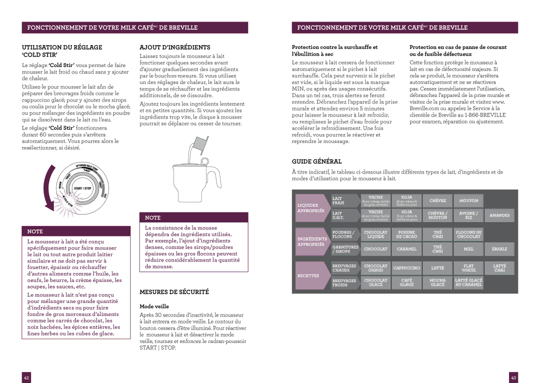 Breville BMF600XL Issue - E11 manual Utilisation DU Réglage ‘COLD STIR’, Ajout D’INGRÉDIENTS, Guide Général 