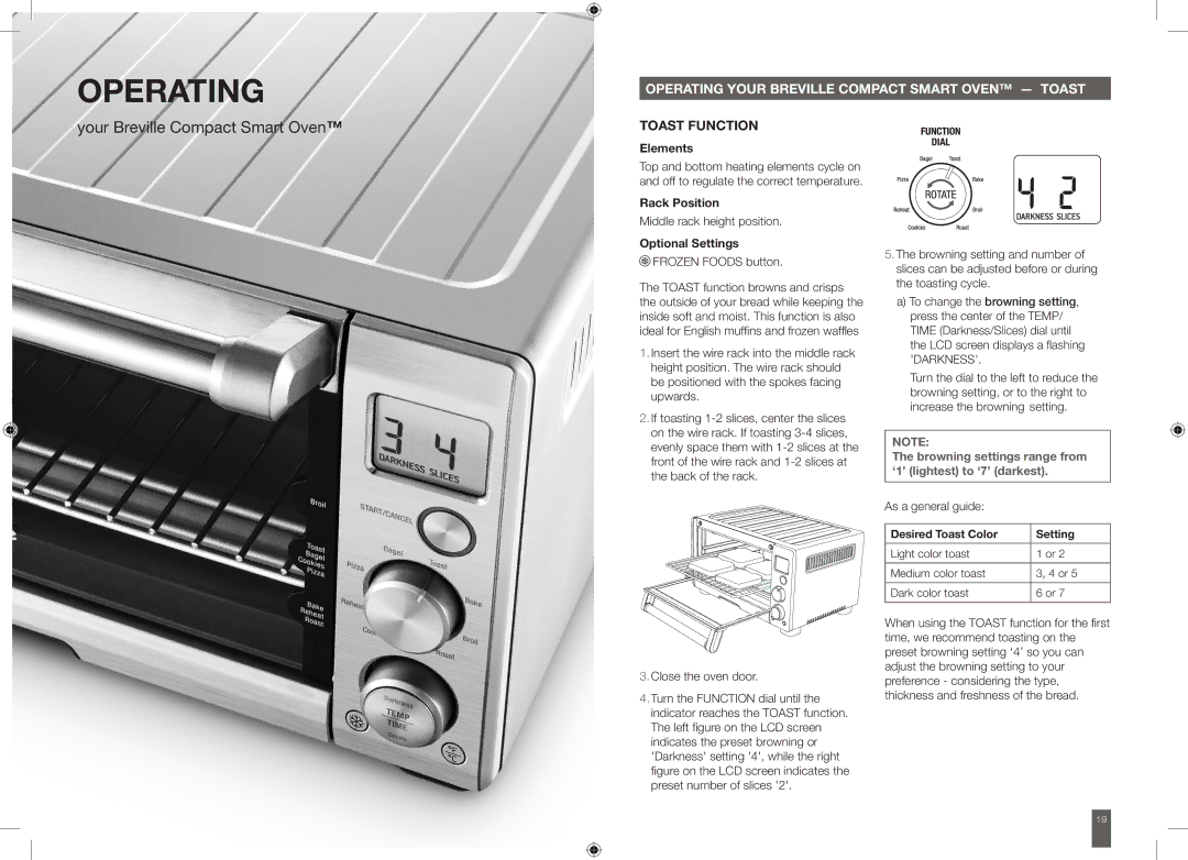 Breville BOV650XL manual Operating Your Breville Compact Smart Oven Toast, Toast Function 