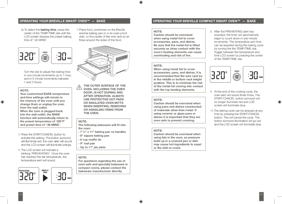 Breville BOV650XL manual LCD screen will indicate a 