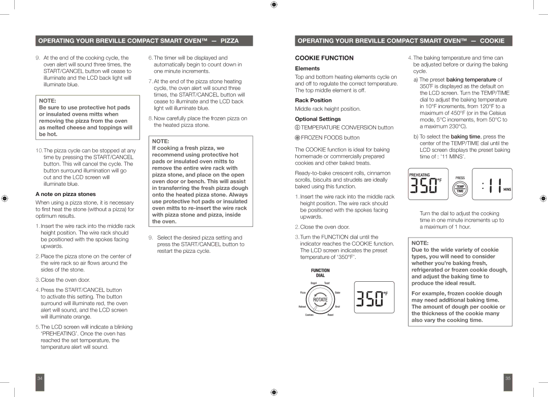 Breville BOV650XL manual Cookie Function, Temperature Conversion button Frozen Foods button 