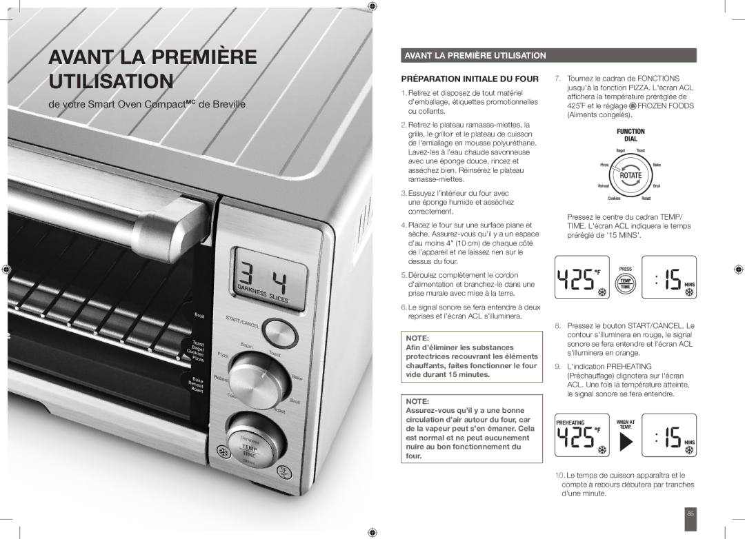 Breville BOV650XL manual Avant LA Première Utilisation, Préparation Initiale DU Four 