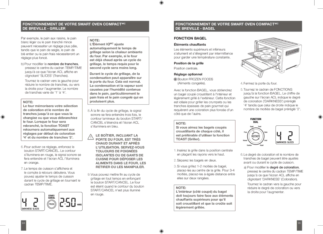 Breville BOV650XL manual Fonction Bagel, Cancel s’éteindra et lécran ACL, Silluminera en bleu 