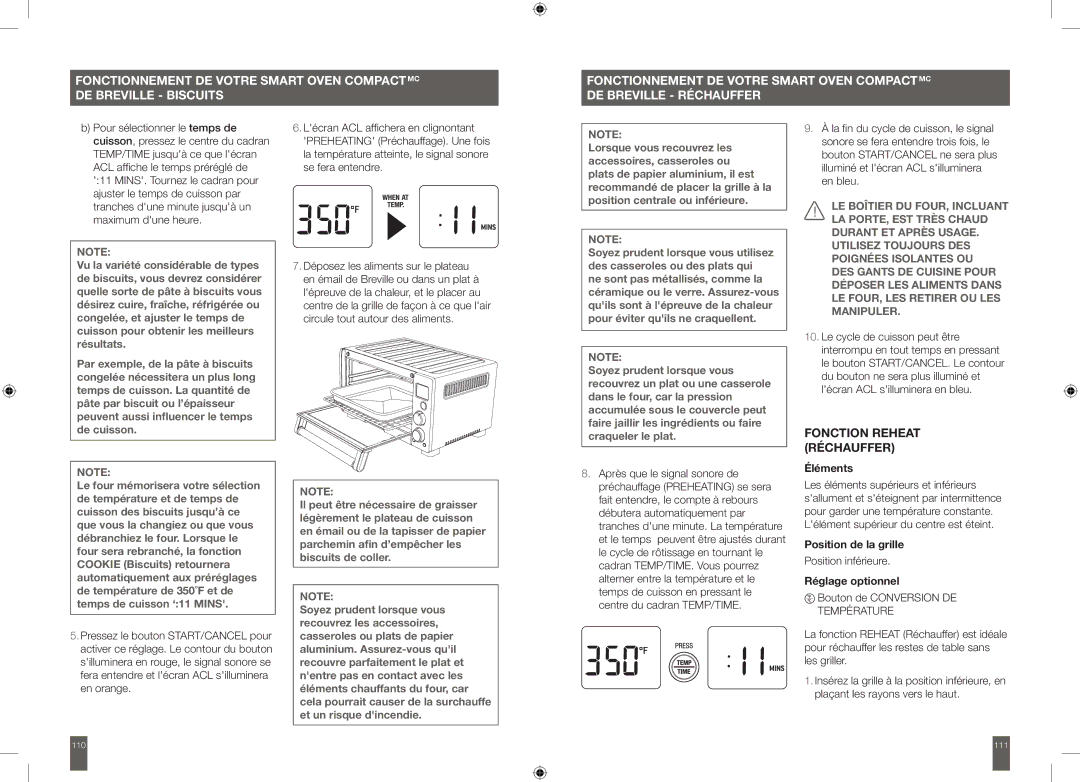 Breville BOV650XL manual Fonction Reheat Réchauffer, Bouton de Conversion DE 