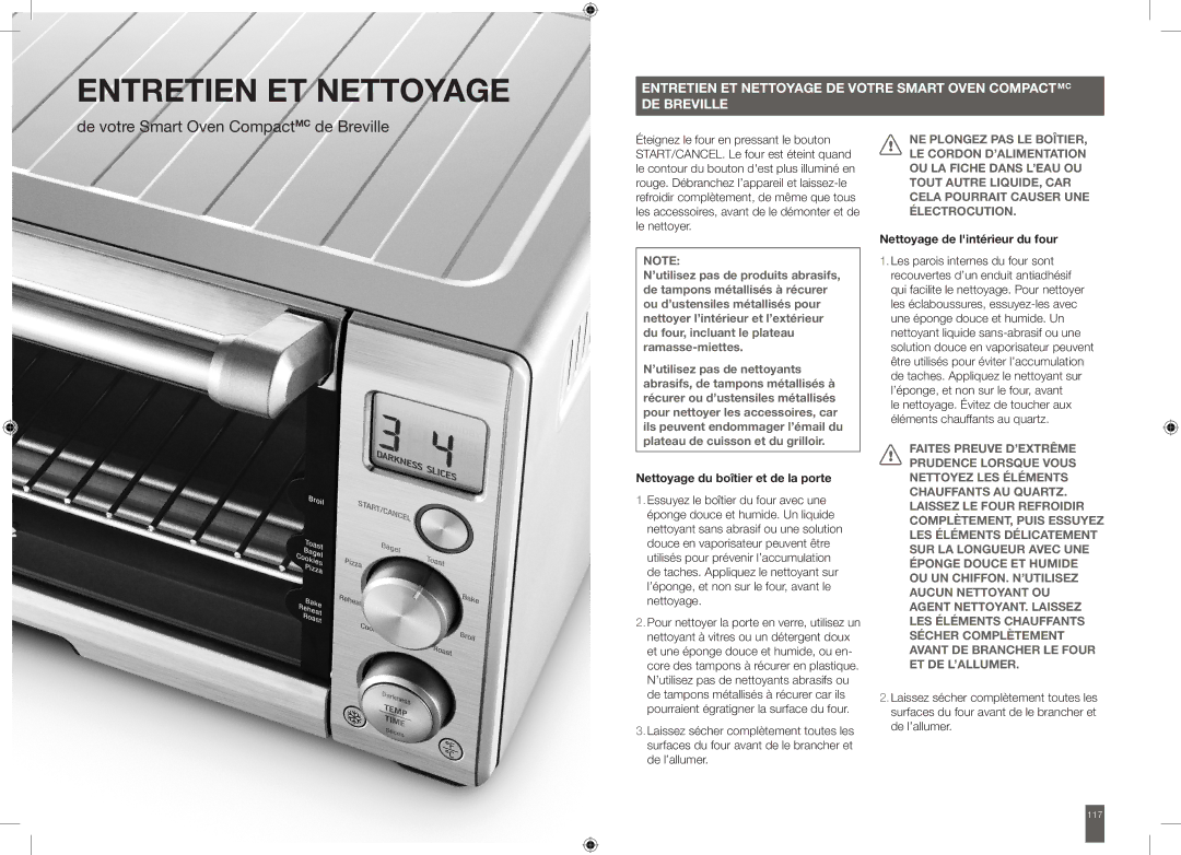 Breville BOV650XL manual Entretien ET Nettoyage, Nettoyage du boîtier et de la porte, Nettoyage de lintérieur du four 