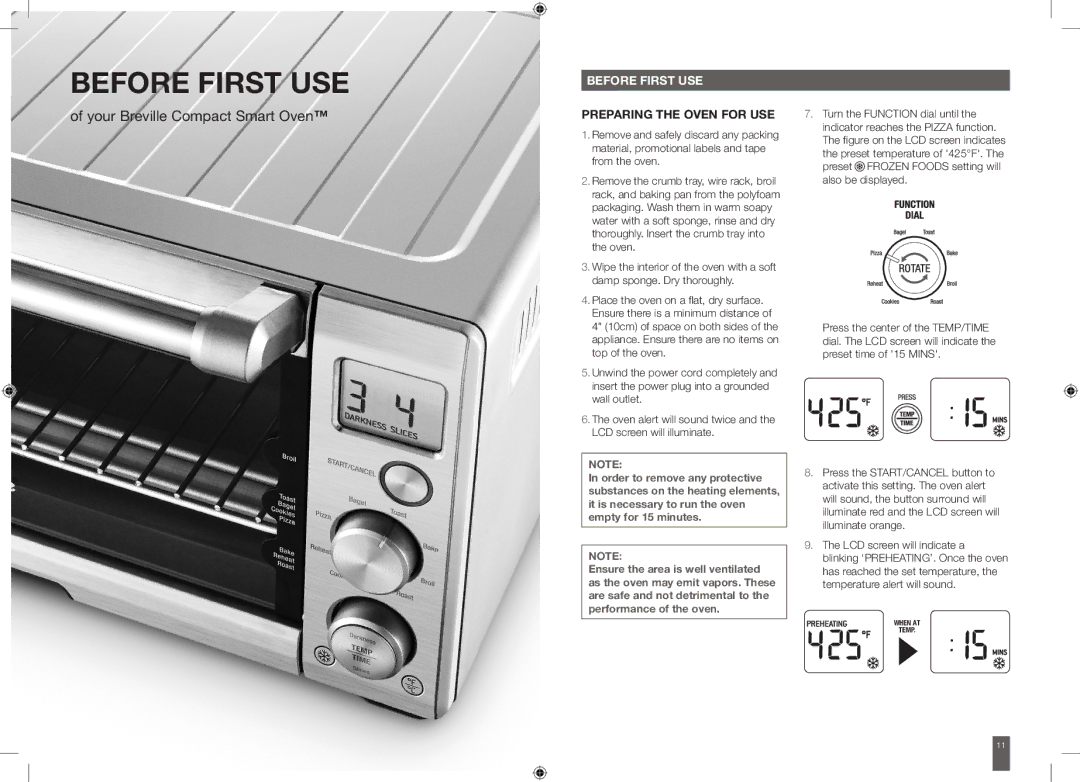 Breville BOV650XL manual Before First USE, Preparing the oven for use 