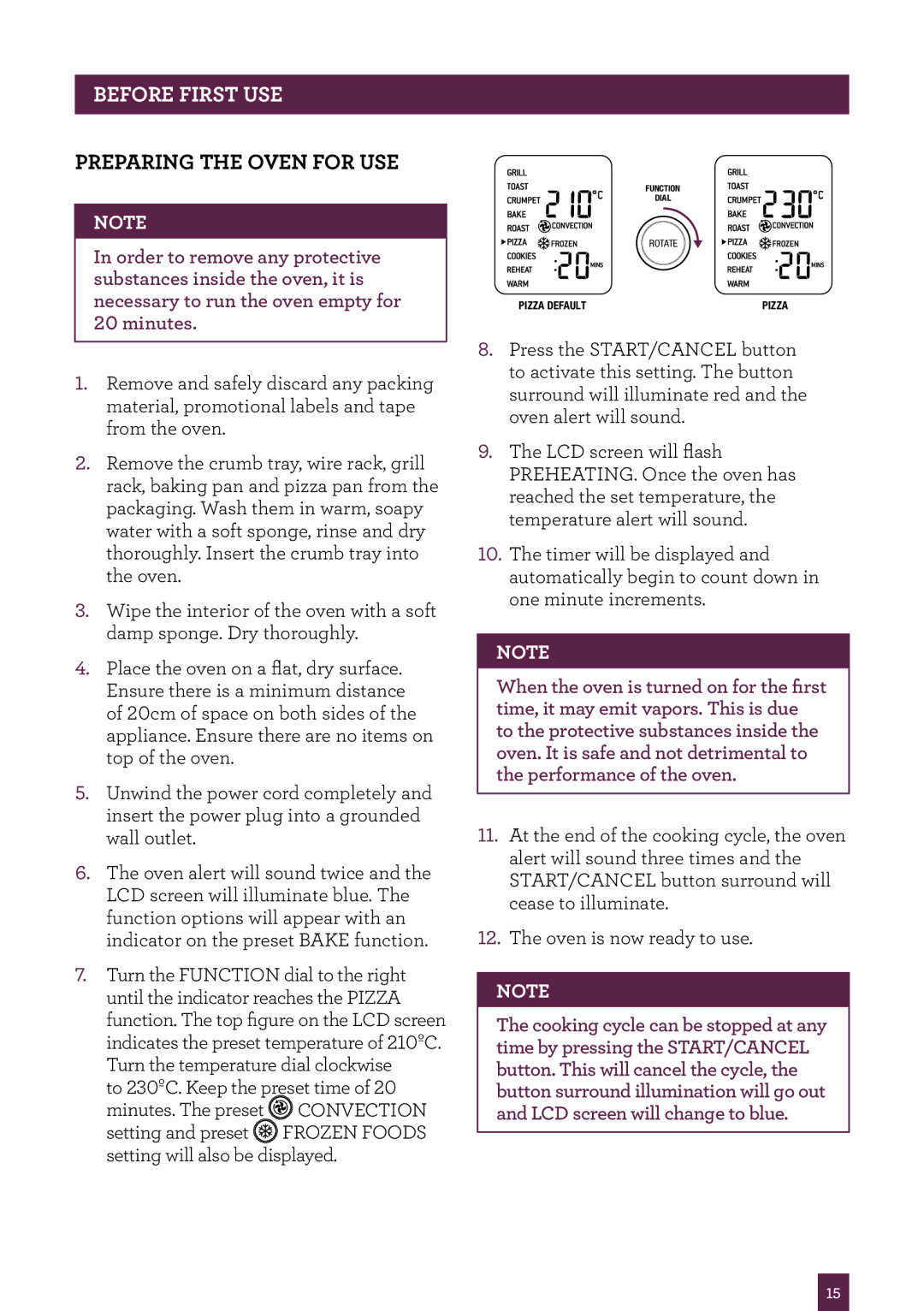 Breville BOV800 manual Before First USE, Preparing the oven for use 