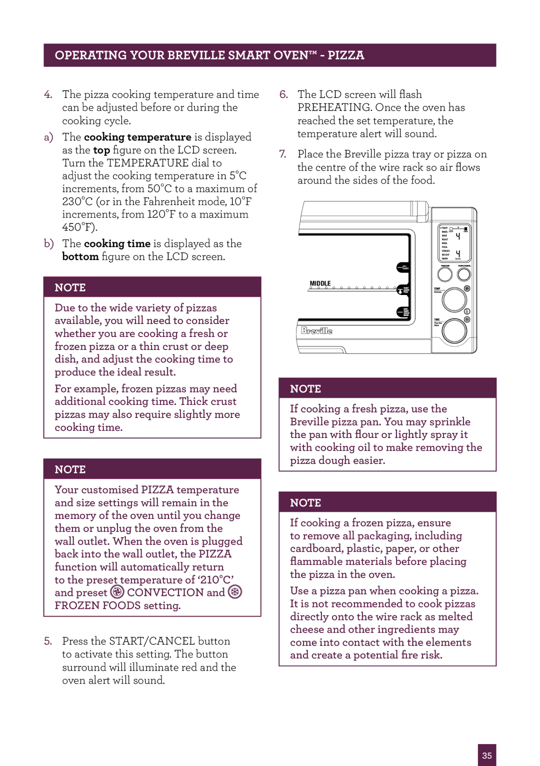 Breville BOV800 manual Middle 