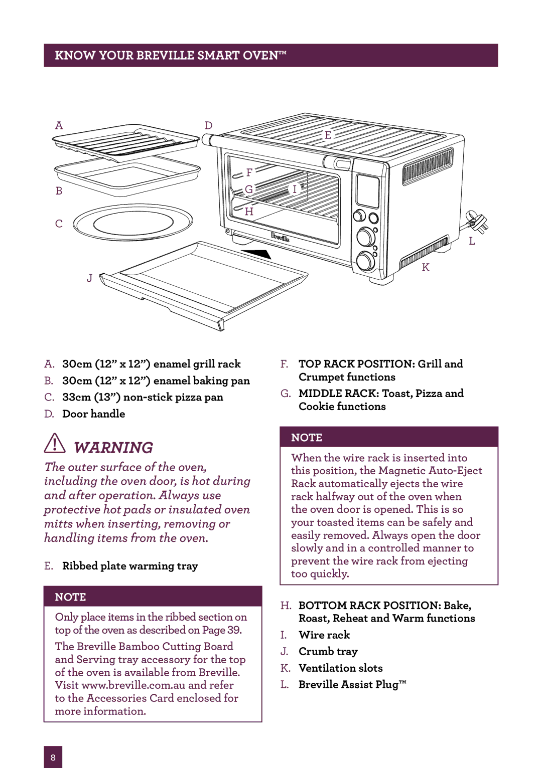 Breville BOV800 manual Know Your Breville Smart Oven 