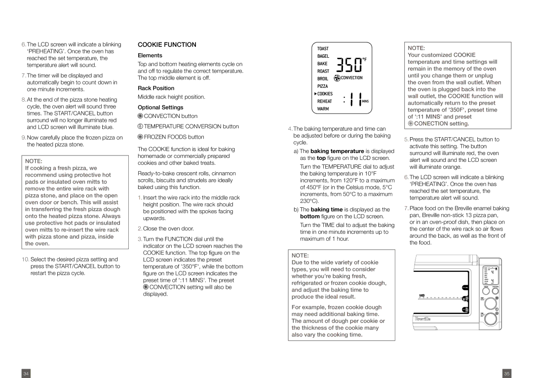 Breville BOV800XL /A manual Operating Your Breville Smart Oven Cookie, Cookie Function 