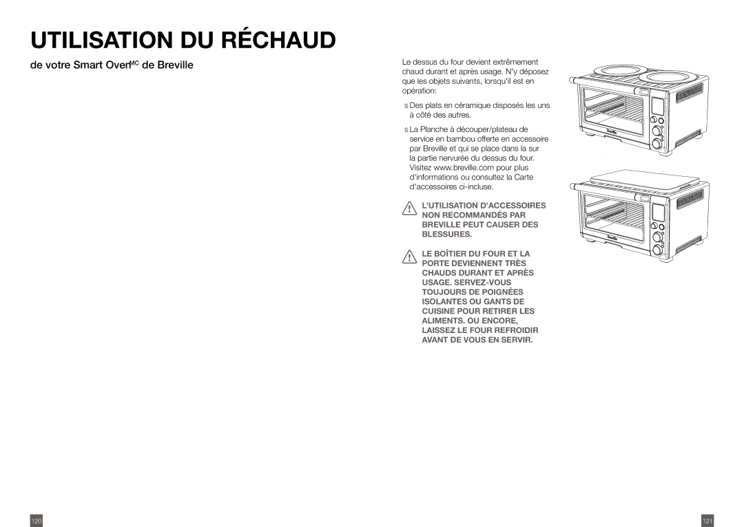 Breville BOV800XL /A manual Utilisation du réchaud 