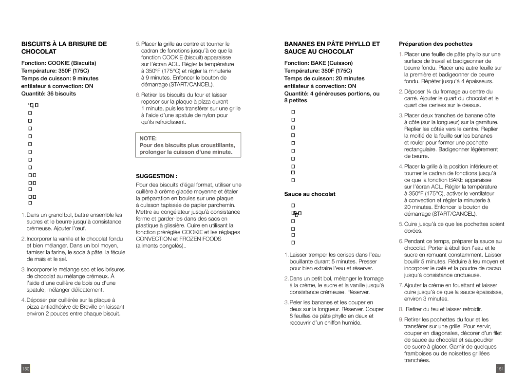 Breville BOV800XL /A manual Biscuits À LA Brisure DE Chocolat, Bananes EN Pâte Phyllo ET Sauce AU Chocolat, Suggestion 