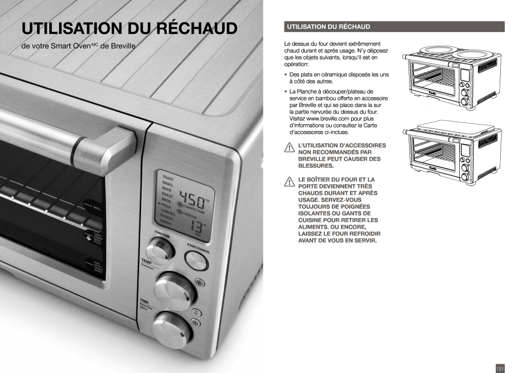 Breville BOV800XL /A manual Utilisation du réchaud, de votre Smart OvenMC de Breville 