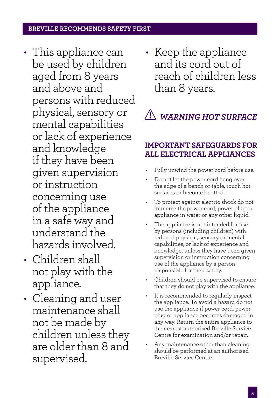 Breville BPI640 manual Important Safeguards for ALL Electrical Appliances 