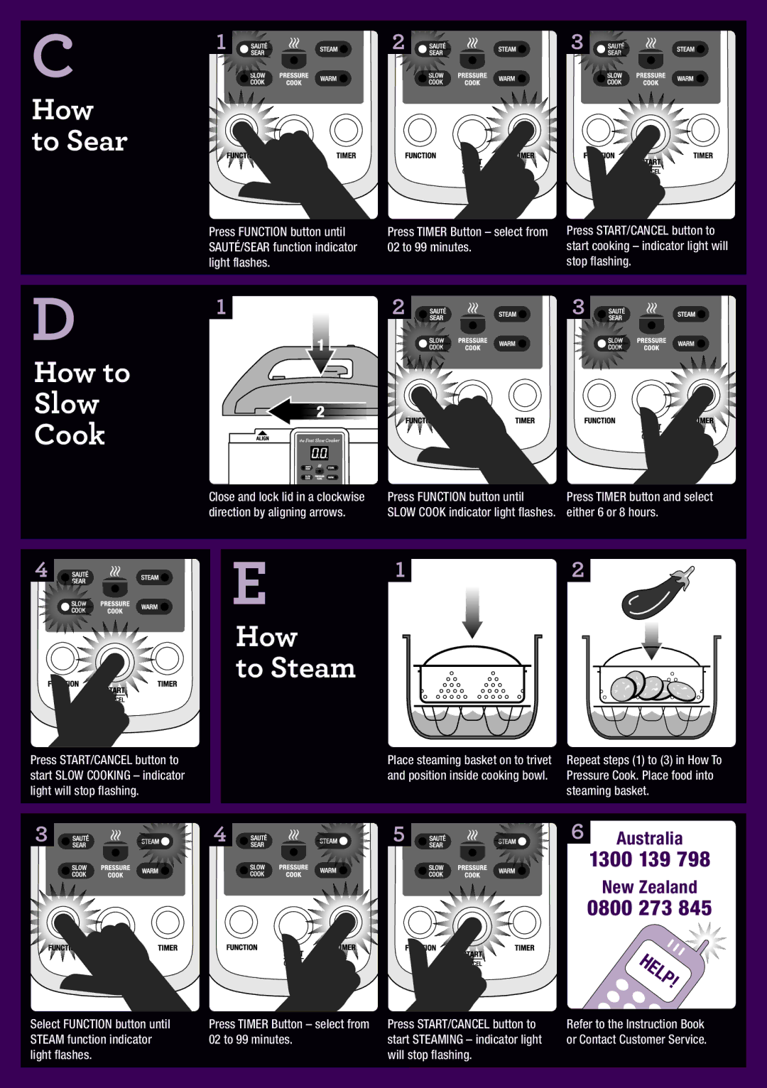 Breville BPR200 manual How to Sear How to Slow Cook 