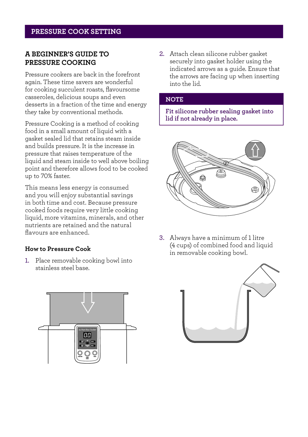 Breville BPR200 manual PRESSUREAgeheaderCOOK..... setting, Beginner’s Guide to Pressure Cooking, How to Pressure Cook 