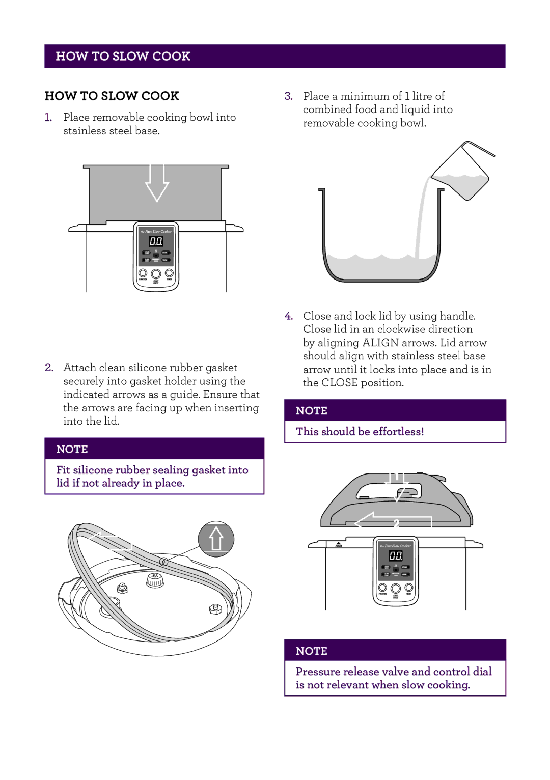 Breville BPR200 manual How to slow cook, HOW to Slow Cook 