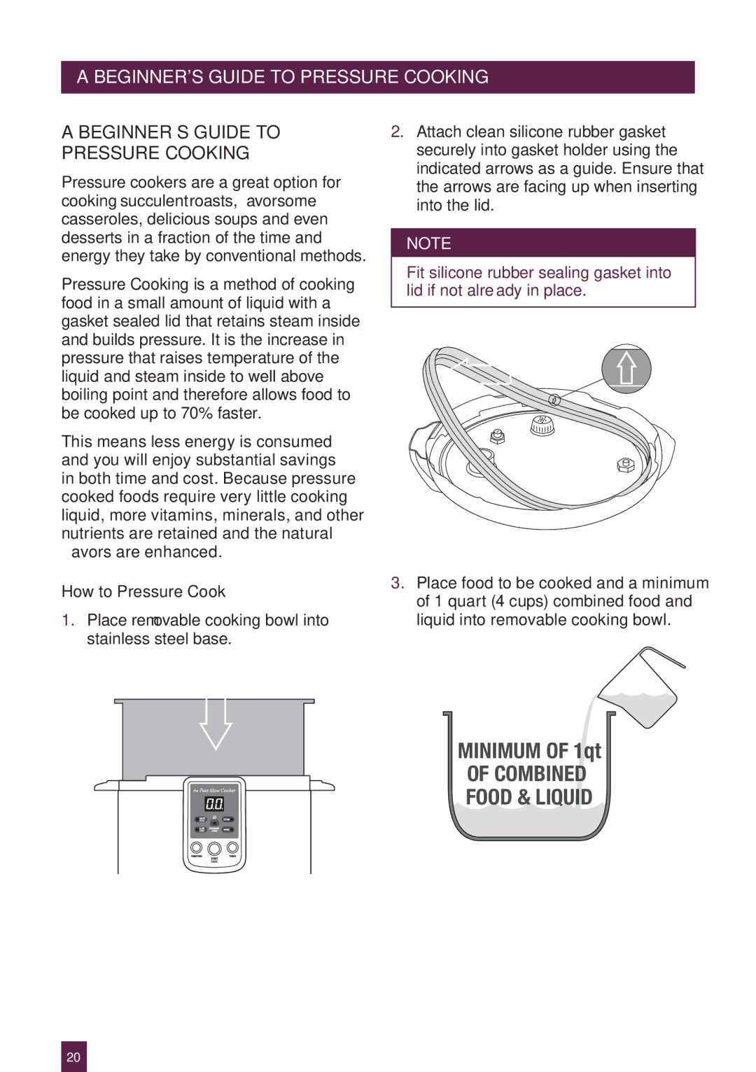 Breville BPR600XL Issue - A12 PAGEBEGINNERSHEADER.....GUIDE to Pressure Cooking, BEGINNER’S Guide to Pressure Cooking 