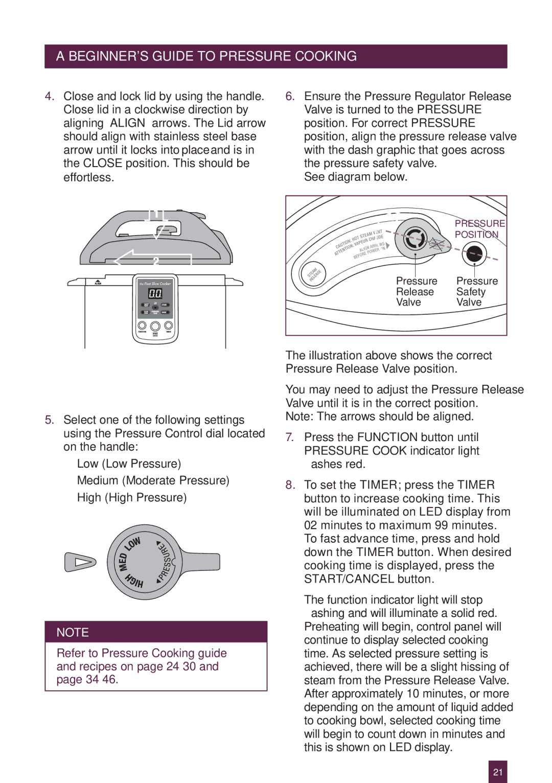 Breville BPR600XL Issue - A12 manual Refer to Pressure Cooking guide and recipes on page 24-30 