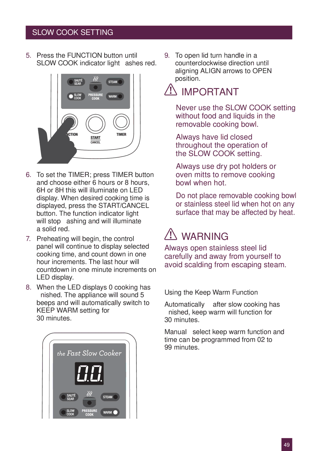 Breville BPR600XL Issue - A12 manual Using the Keep Warm Function 