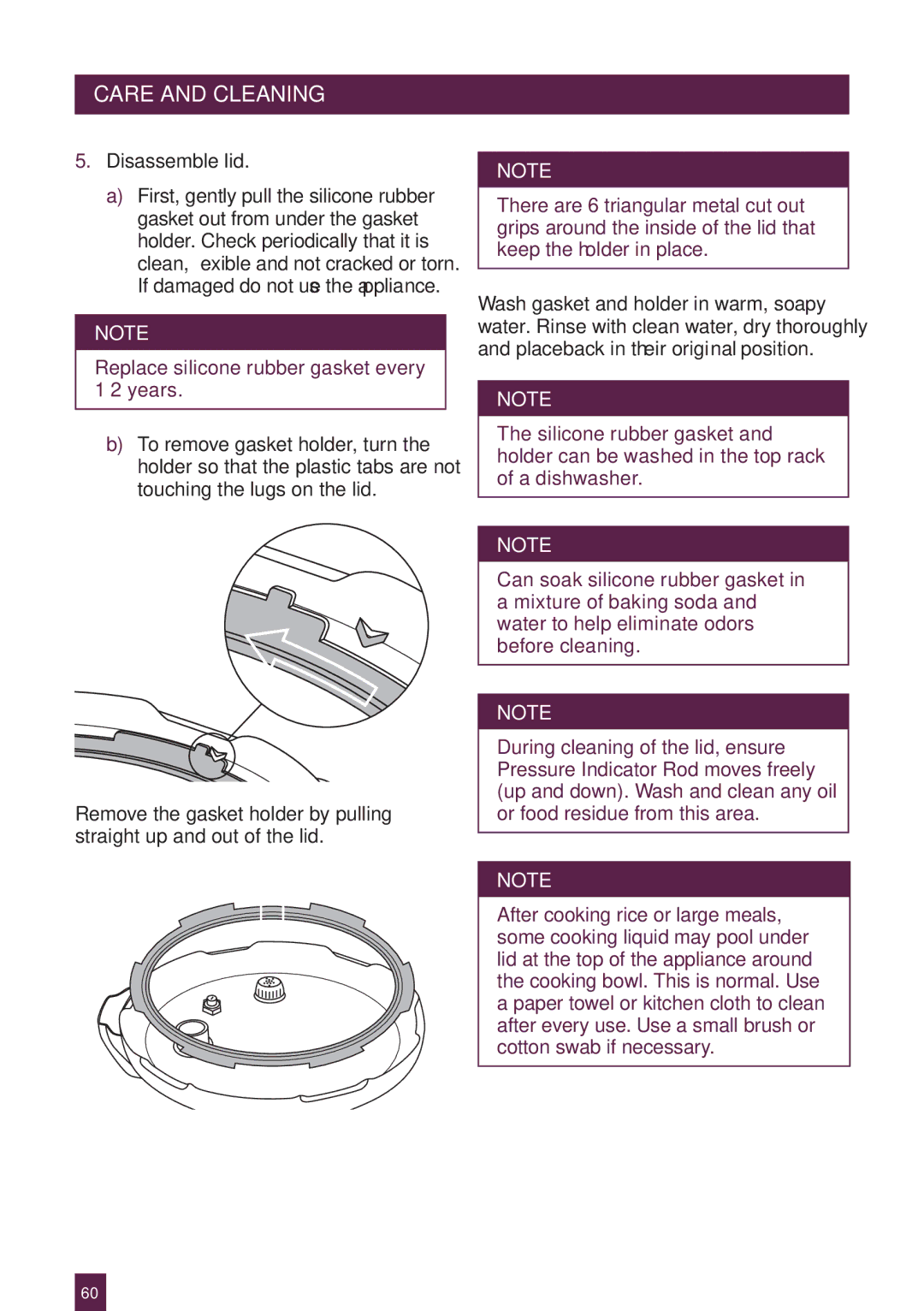 Breville BPR600XL Issue - A12 manual Pcarge Headerandcleaning, Replace silicone rubber gasket every 1-2 years 