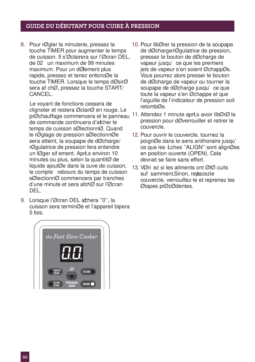 Breville BPR600XL Issue - A12 manual PAGEGUIDEHEADUDÉBUTANTER..... Pour Cuire À Pression 