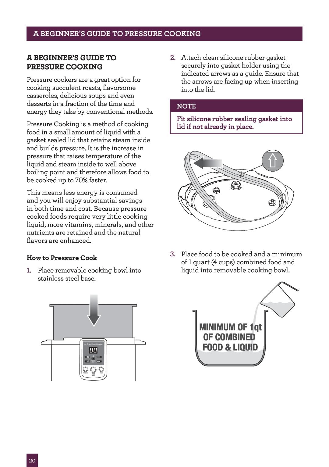Breville BPR600XL Issue - A12 manual MINIMUM OF 1qt, Pagebeginnersheader.....Guide To Pressure Cooking 