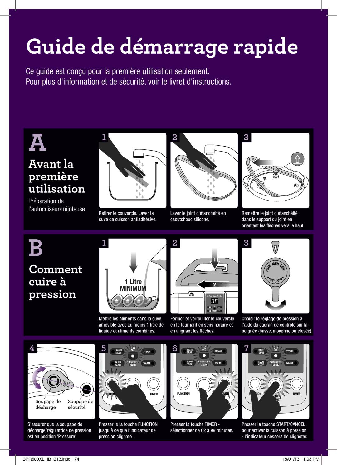 Breville BPR600XL manual GuidePAge headerde..... démarrage rapide 