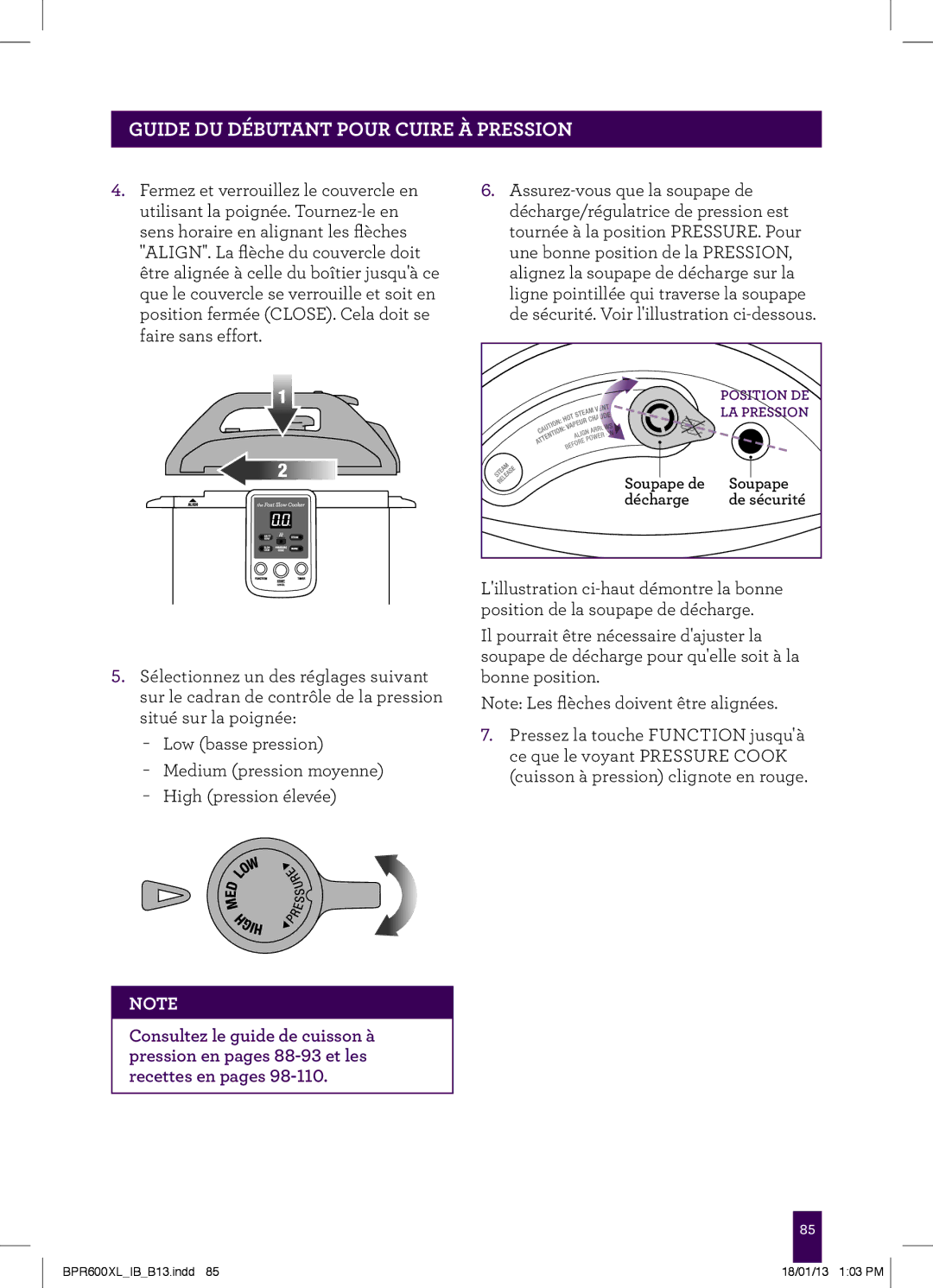 Breville BPR600XL manual Soupape de Décharge 