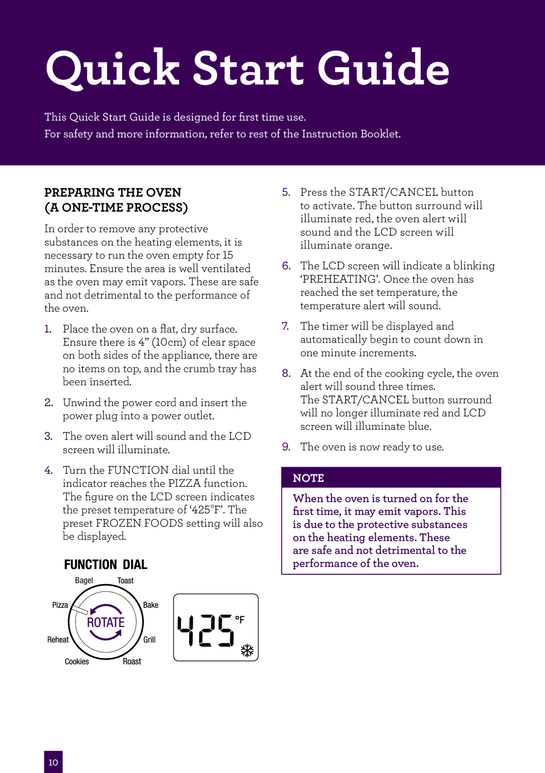 Breville Breville Compact Smart Oven, BOV650XL /B Issue - F11 Quick Start Guide, Preparing the Oven a ONE-TIME Process 