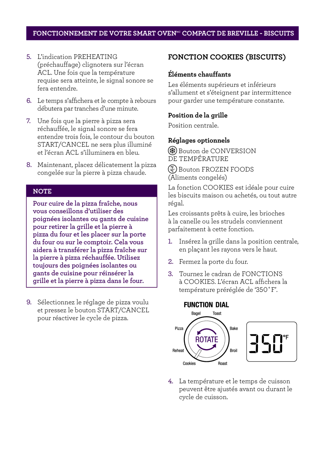 Breville BOV650XL /B Issue - F11, Breville Compact Smart Oven manual Fonction Cookies Biscuits, Éléments chauffants 