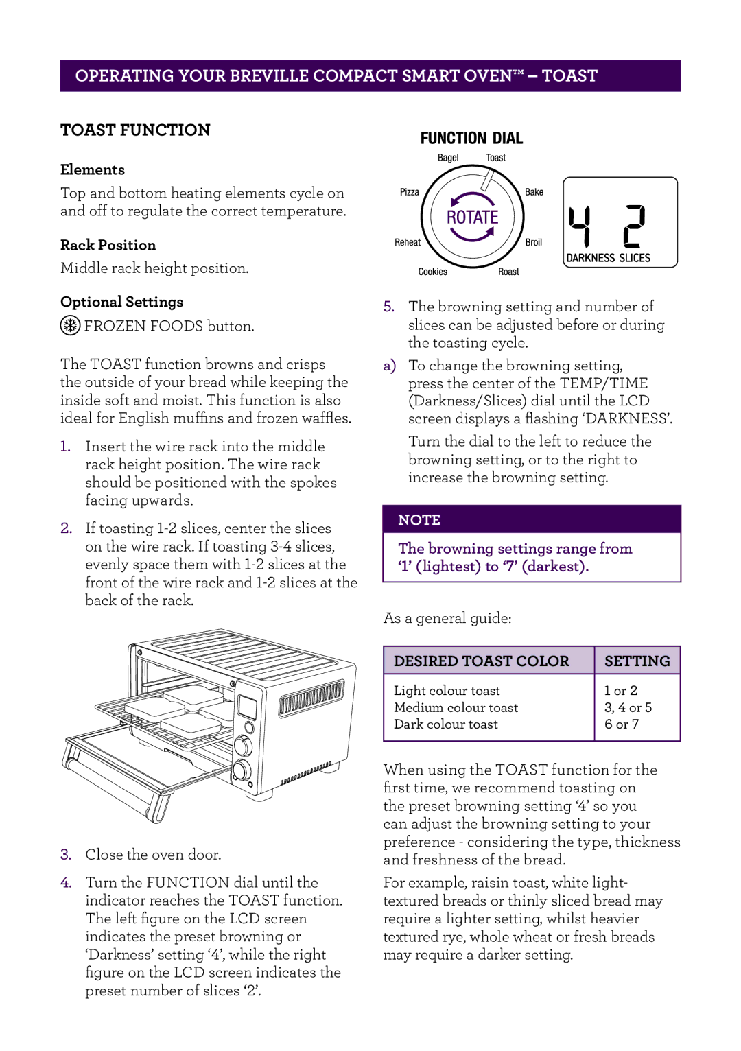 Breville BOV650XL /B Issue - F11 manual Operating Your Breville Compact Smart Oven Toast, Toast Function 