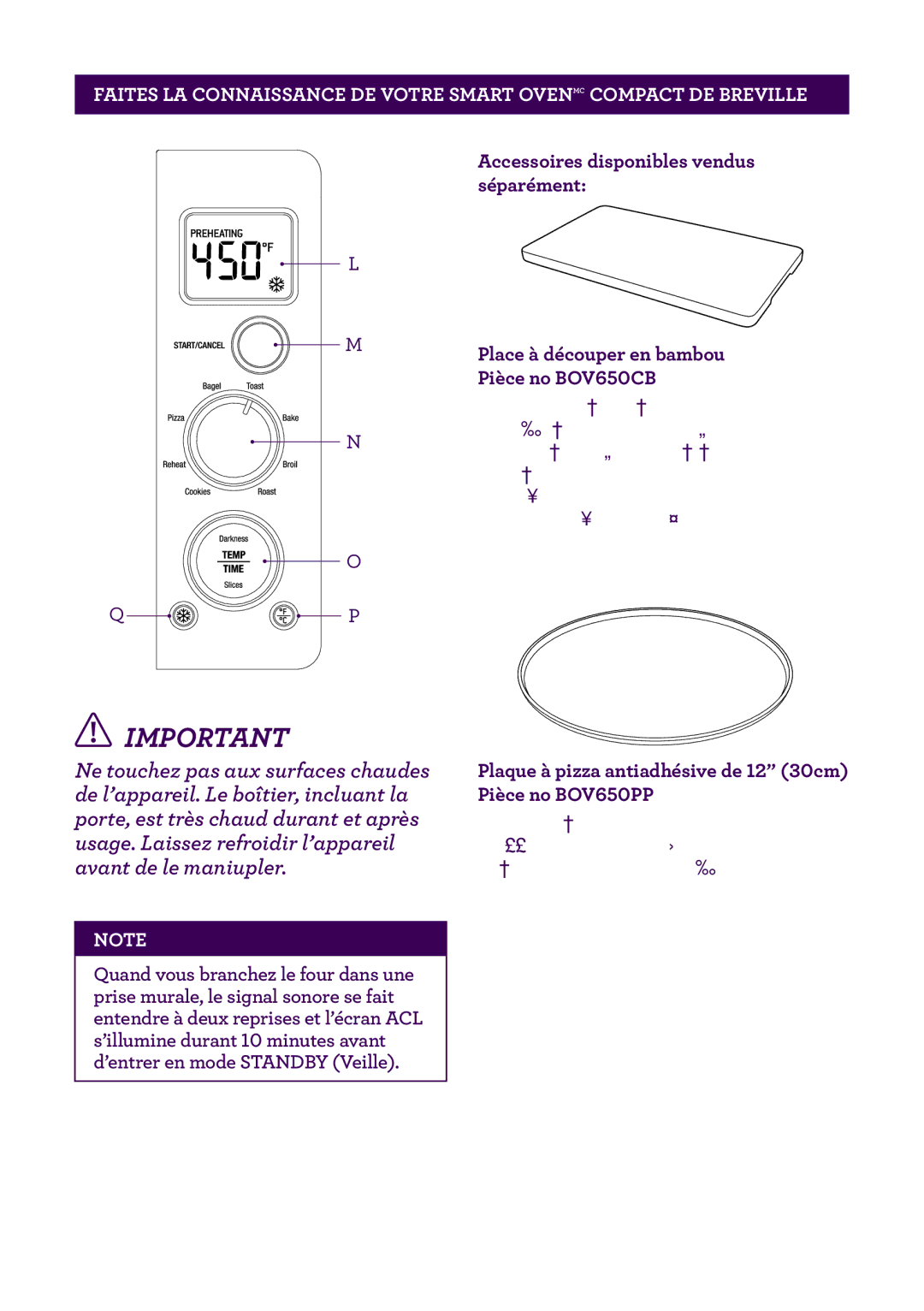 Breville BOV650XL /B Issue - F11, Breville Compact Smart Oven Plaque à pizza antiadhésive de 12 30cm Pièce no BOV650PP 